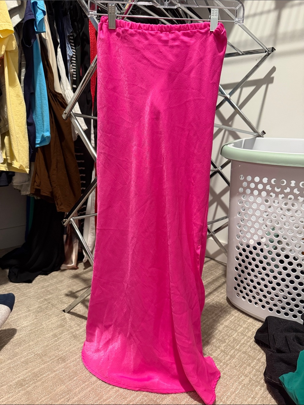 Bucket List Women's Bright Pink Maxi Skirt - Elastic Waist
